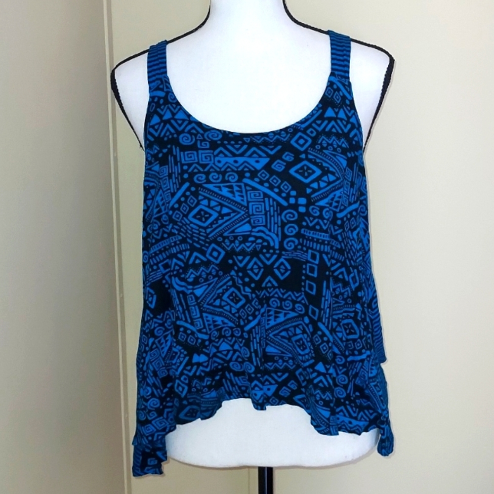Decree Blue and Black Striped Top